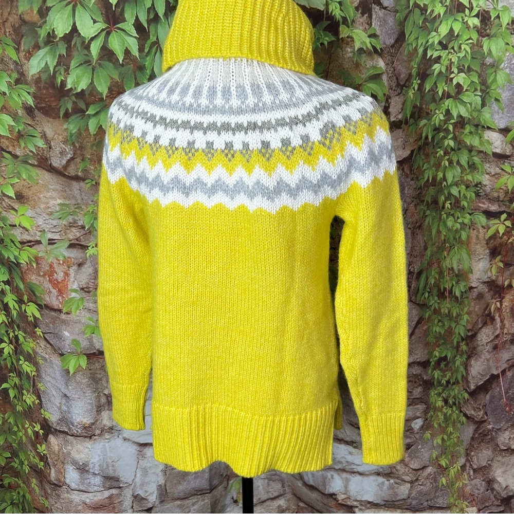 LOFT Cozy Cabincore Yellow Fair Isle Turtleneck Sweater, XS - Picture 7 of 10
